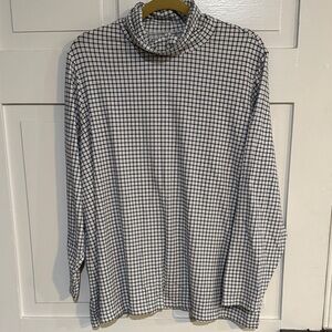 Lands' End Turtleneck Top - Black and White Grid